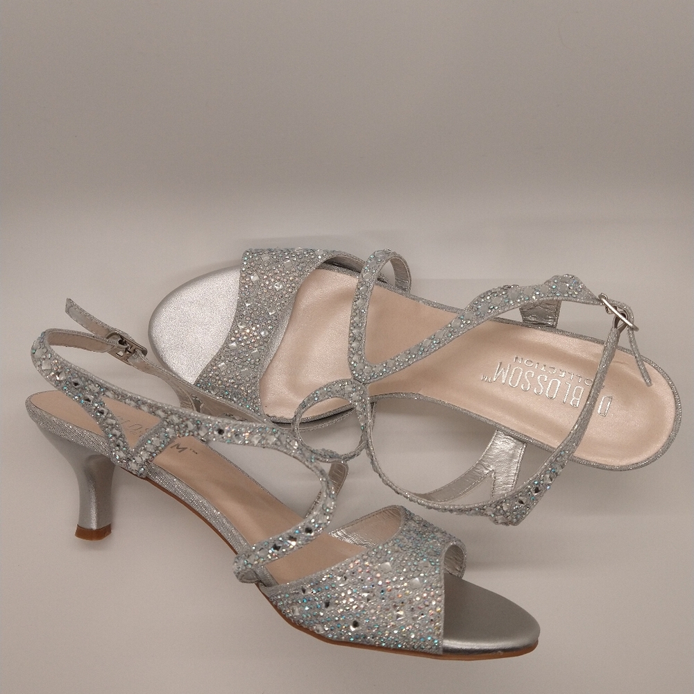 Silver kitten heels